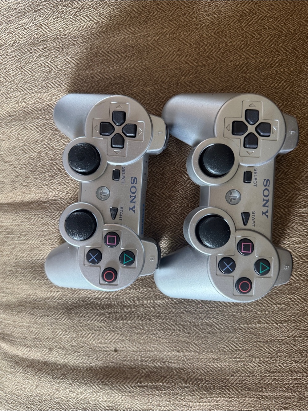 Sony Silver Dual Analog Wireless Game Controllers Pair
